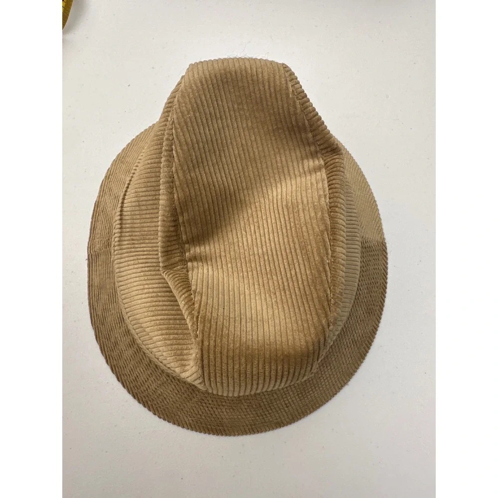 Vintage Tan Corduroy Bucket Hat Made in USA Khaki Fisherman Cap Large